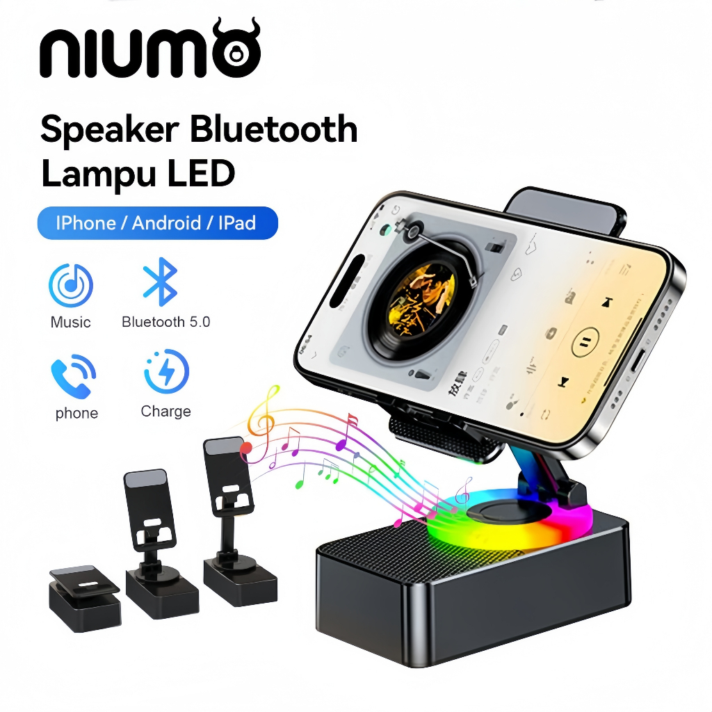 【niumo】ใหม่ล่าสุด 3in1 ขาตั้งมือถือ พร้อมลำโพงบลูทูธไร้สาย พับได้ 360 หมุนได้  และฐานกันลื่น