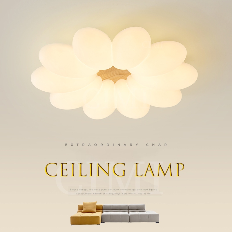 ดอกไม้โคมไฟเพดานห้องนอน ของมินิมอลไฟ led เพดาน นอร์ดิก ไฟแต่งบ้าน