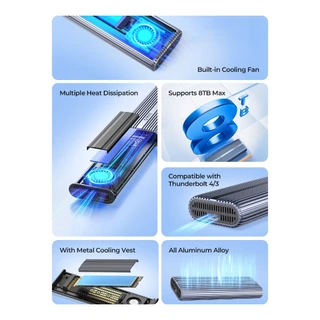 ORICO M.2 NVMe SSD Enclosure USB4 อลูมิเนียมพัดลมในตัวสําหรับ NVMe/PCIe SSDs (ACOM2-U4 )