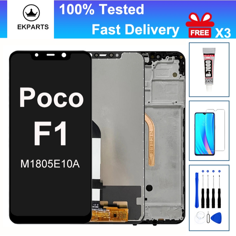 คุณภาพสูง LCD สําหรับ Xiaomi Poco F1 Pocophone F1 M1805E10A จอแสดงผล Touch Screen Digitizer Assembly กรอบเปลี่ยน