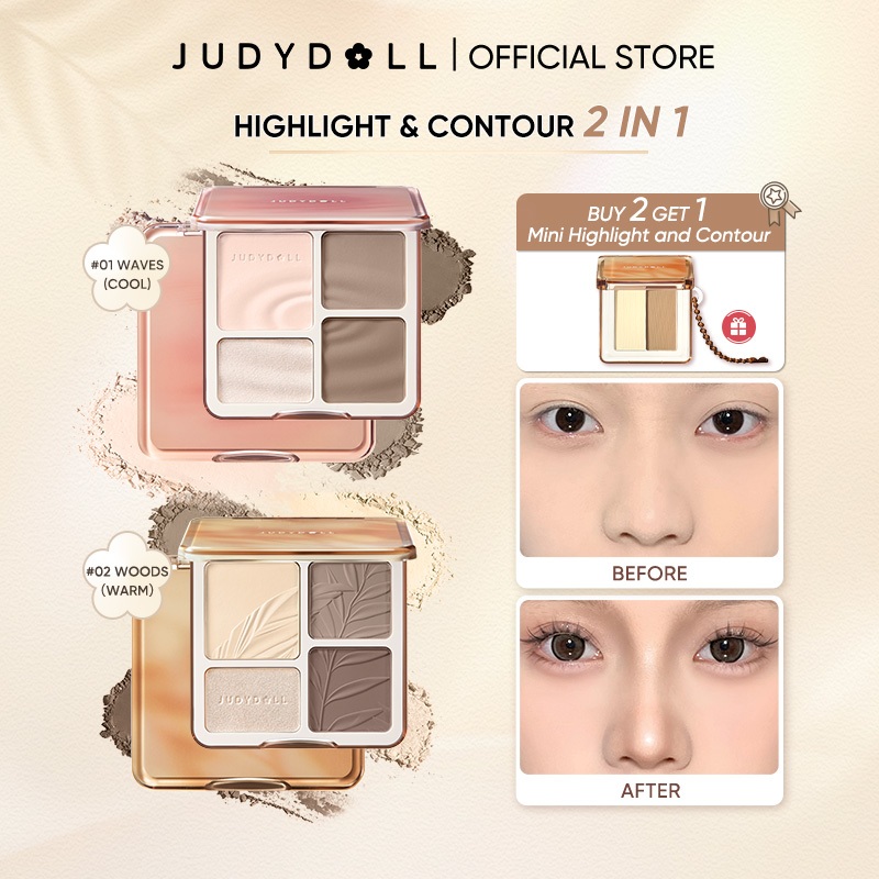 [ซื้อ 2 แถม 1] Judydoll Highlighting Contouring Integrated Plate Brightening Contouring BUY 2 ฟรี Mini High Repair