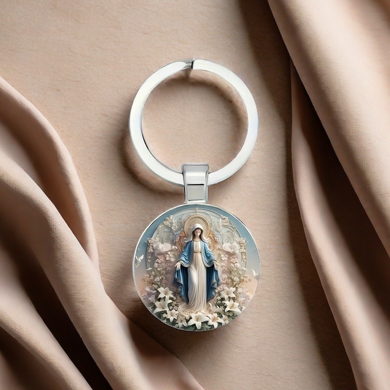 พวงกุญแจแก้วทรงกลมคาทอลิกเวอร์จินแมรี่, ของขวัญทางศาสนา Cabochon Everyday Carry