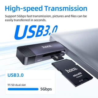 hoco. HB45 การ์ดรีดเดอร์ Type-C / USB 3.0 ความจุสูงสุด 2TB อ่าน SD / TF Card Reader