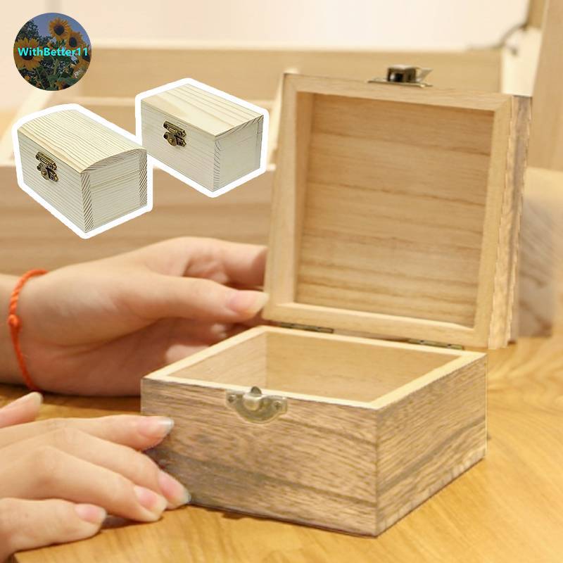 กล่องไม้ ทรงสี่เหลี่ยม สไตล์วินเทจ สําหรับใส่เครื่องประดับ งานฝีมือ DIY