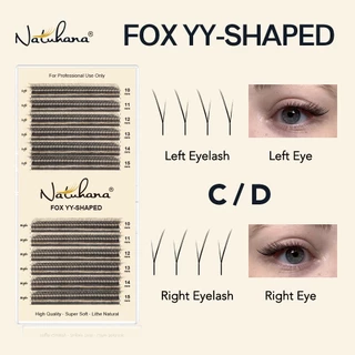 NATUHANA Fox YY Eyelash Extensions Premade Volume Fox Flying Lashes Matte Black Natural Soft Makeup