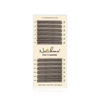 NATUHANA Fox YY Eyelash Extensions Premade Volume Fox Flying Lashes Matte Black Natural Soft Makeup