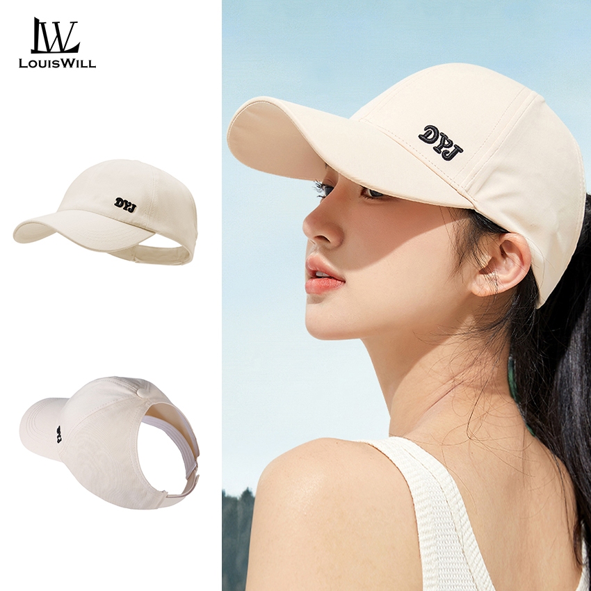 Louiswill หมวกเบสบอลเปล่า กันแดด ทรงหางม้า ขนาดใหญ่ สไตล์ฮิปฮอป สําหรับผู้หญิง