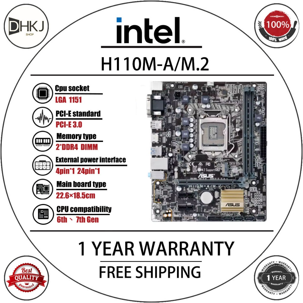 ใช้ H110M-A/M.2 Intel 14nm CPU 4*SATA III Intel H110 2*DDR4 DIMM LGA 1151 32G Micro ATX เมนบอร์ด