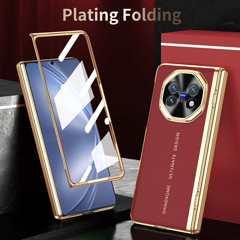 X Fold5 Casing Case สําหรับ Vivo X Fold 5 X Fold 3 Pro Luxury Electroplated Plain บานพับหนังรวมทุกอย