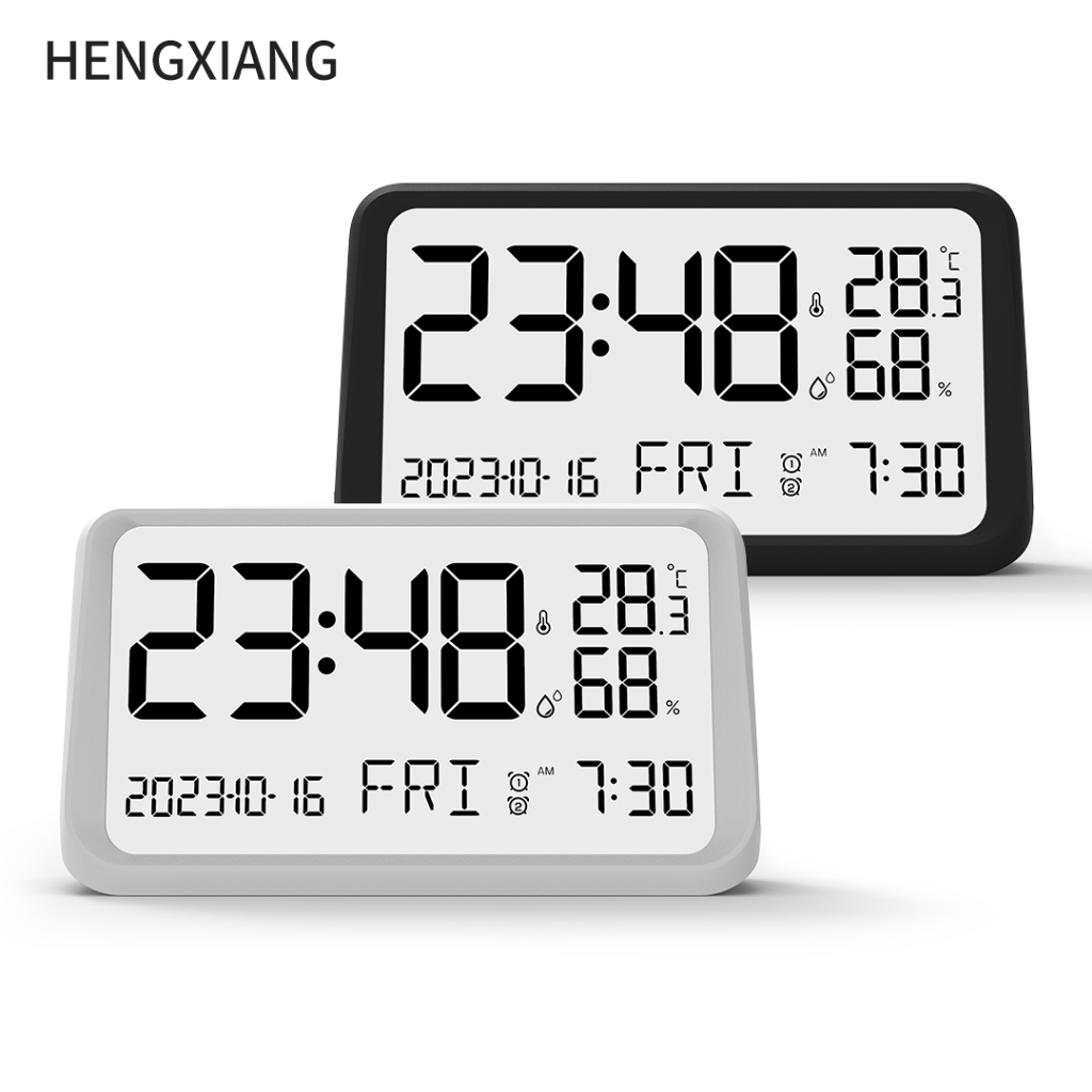 HENGXIANG จอแสดงผลมัลติฟังก์ชั่นนาฬิกาอุณหภูมิและความชื้นอัจฉริยะพร้อม LCD ที่ชัดเจนเป็นพิเศษแบ็คไลท