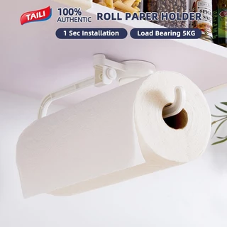 TAILI ถ้วยดูดกระดาษเช็ดมือครัวผู้ถือ No Drill reusable Kitchen Roll ผู้ถือกระดาษชั้นเก็บติดผนังปรับได้