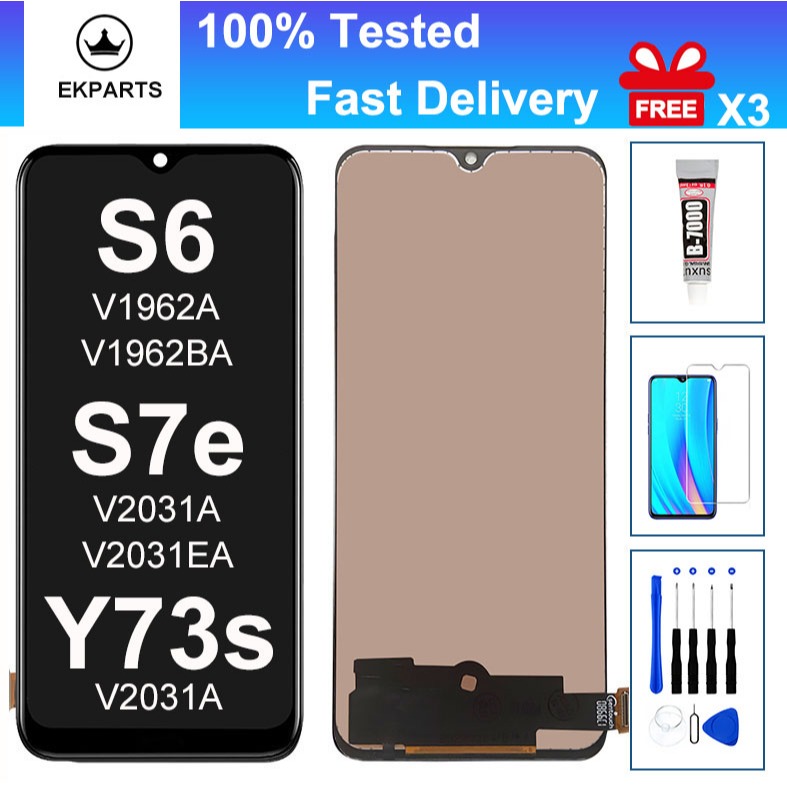 ทดสอบ 100% สําหรับ VIVO S6 S7e Y73s 5G จอแสดงผล LCD Touch Screen Digitizer Assembly อะไหล่ฟรีซ่อมเครื่องมือ