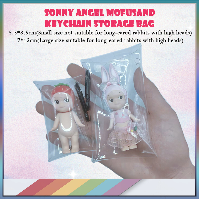 Sunny Angel Mofusand Smiski มินิฟิกเกอร์กล่องตาบอดกล่องแสดงพวงกุญแจถุงเก็บ PVC
