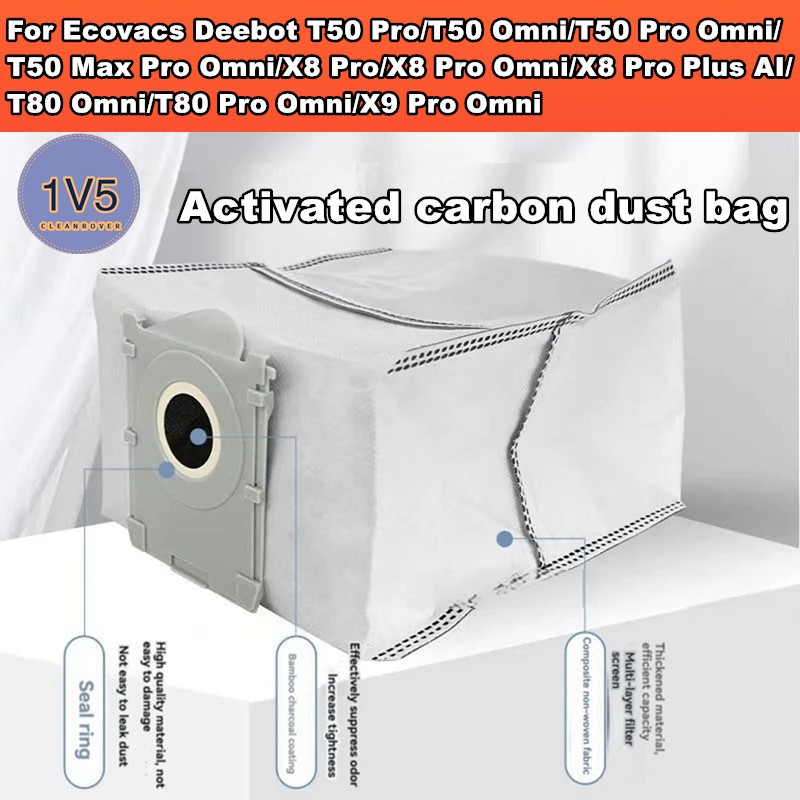 ถุงเก็บฝุ่นสําหรับ Ecovacs Deebot X8 Pro/X8 Pro Omni สําหรับ T50 Pro/T50 Pro Omni/T80 Omni/T80 Pro O