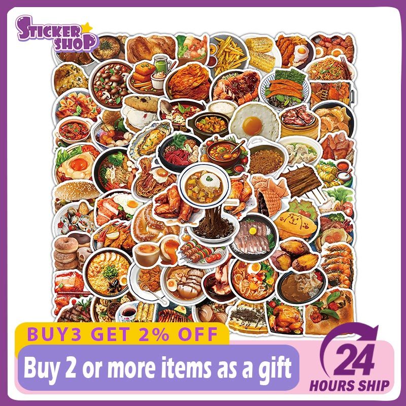 120ชิ้นอร่อยสมจริงอาหารกราฟฟิตีสติ๊กเกอร์ ทําเอง แล็ปท็อปกระเป๋าเดินทางโน๊ตบุ๊คน่ารักสติ๊กเกอร์