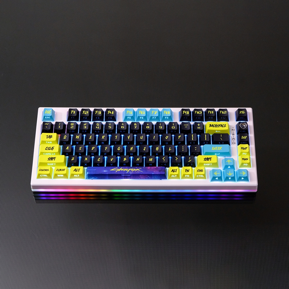 ปุ่มกด Cyberpunk โปรไฟล์เชอร์รี่ ปุ่มกด PBT พิมพ์ด้านข้าง Dye-Sub 131 คีย์