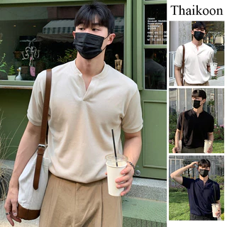 เสื้อท็อปแขนสั้นคอปก เฮนลีย์ สไตล์เกาหลี เนื้อผ้าใส่สบายทรงเข้ารูปและบานเข้ารูป