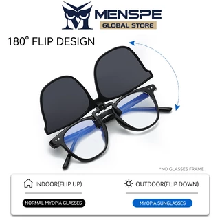 MENSPE คลิปบนแว่นตากันแดดโพลาไรซ์ TR90 กรอบ Unisex ขนาดใหญ่น้ำหนักเบา Anti-Glare สำหรับการใช้งานกลางแจ้งและขับรถ_flip up_