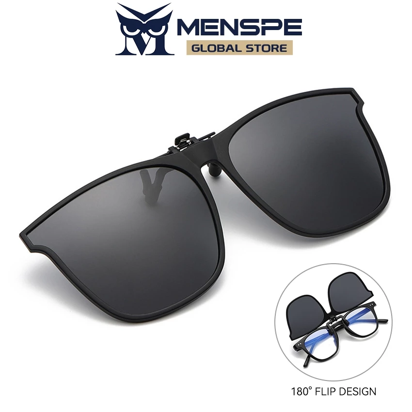 MENSPE คลิปบนแว่นตากันแดดโพลาไรซ์ TR90 กรอบ Unisex ขนาดใหญ่น้ำหนักเบา Anti-Glare สำหรับการใช้งานกลางแจ้งและขับรถ_flip up_