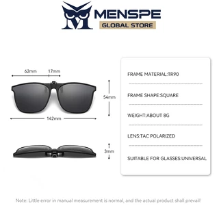 MENSPE คลิปบนแว่นตากันแดดโพลาไรซ์ TR90 กรอบ Unisex ขนาดใหญ่น้ำหนักเบา Anti-Glare สำหรับการใช้งานกลางแจ้งและขับรถ_flip up_