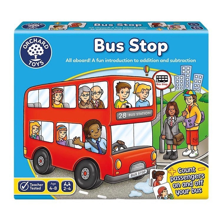 Orchard Toys Moose Games Bus Stop Game บทนําความสนุกในการบวกและการลบ หยิบและวางผู้โดยสารบนรถบัสของคุ