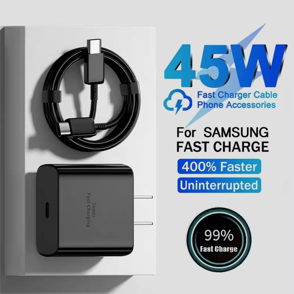 Samsung 45W Super Fast Charger สําหรับ Galaxy S24 S25 Z พลิกพับ 6 5 4 S24 S23 S22 Note20 Ultra Plus 