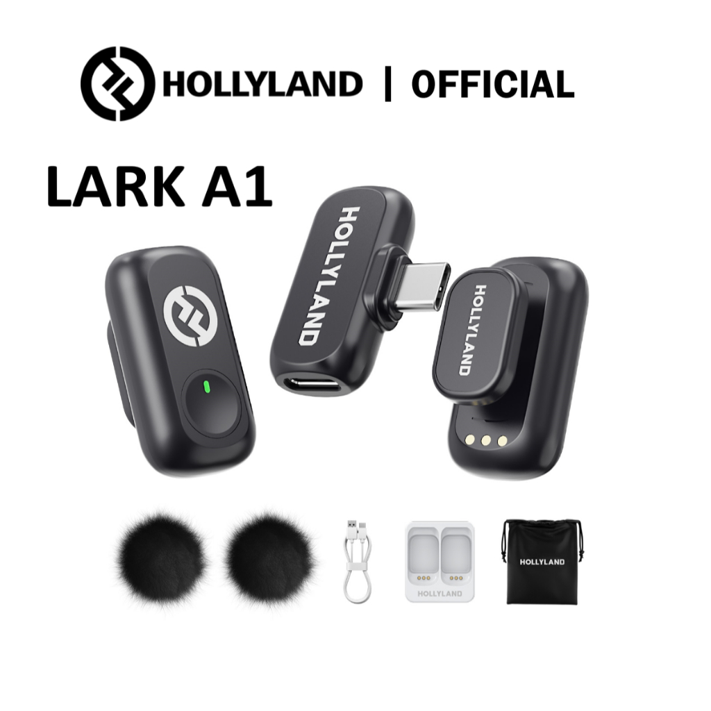 Hollyland LARK A1 ไมโครโฟนไร้สายขนาดเล็ก สําหรับ iPhone USB-C การสร้างวิดีโอ Vlogging การสตรีมสด