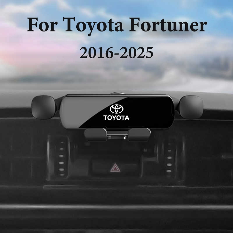 สําหรับโตโยต้าฟอร์จูนเนอร์ 2017-2025โลโก้ที่วางโทรศัพท์อุปกรณ์เสริมที่กําหนดเองพอดีแรงโน้มถ่วงผู้ถือมือถือรถที่วางโทรศัพท์อลูมิเนียมโลหะผสม