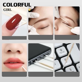 【พร้อมส่ง100 ชิ้นทิ้งเล็บป้องกันการรั่วไหลกาวไม้ Cotton Buds Sticks al เครื่องมือทําความสะอาดใหม่