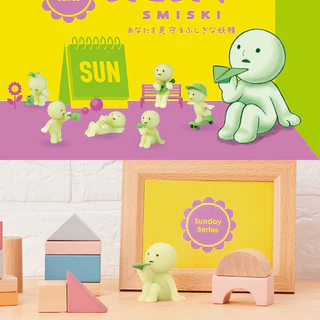 1 ชิ้นสุ่ม Smiski Mini Figure Sunday Series กล่องตาบอดน่ารักยืนตกแต่ง Line up: 6 ประเภท