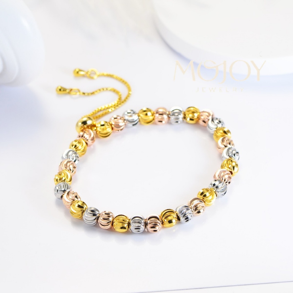 สร้อยข้อมือลูกปัดสแตนเลสมojoy lucky ปรับขนาดได้ สำหรับผู้หญิง พร้อมเป็นของขวัญวันหยุด
