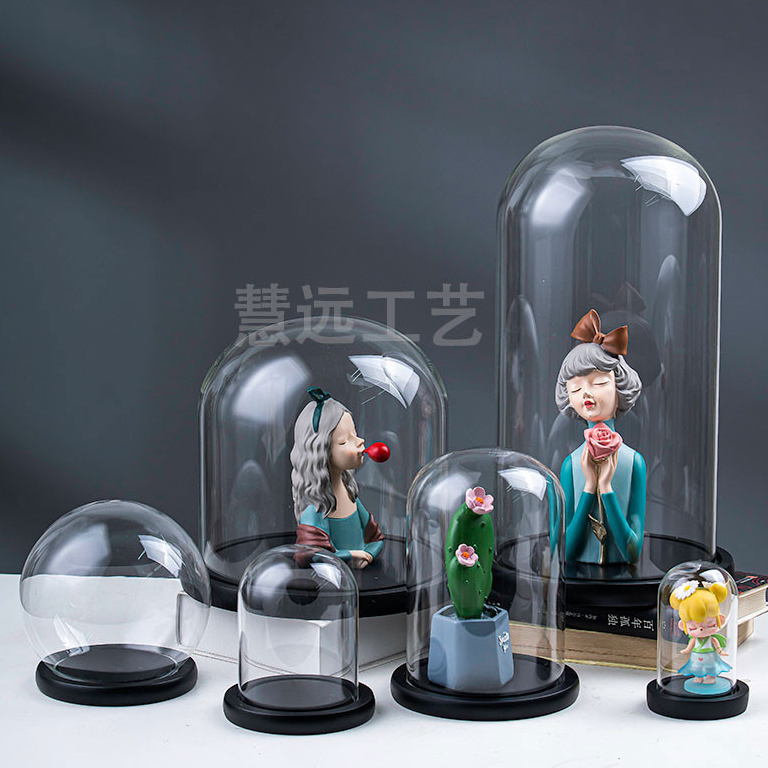 ขวดแก้วที่มีฐานสีดำ,ภาชนะ  สำหรับกล่องดอกไม้แห้งด้วยมือ,โดมแก้วสำหรับตกแต่งบ้าน - รูปที่ 5