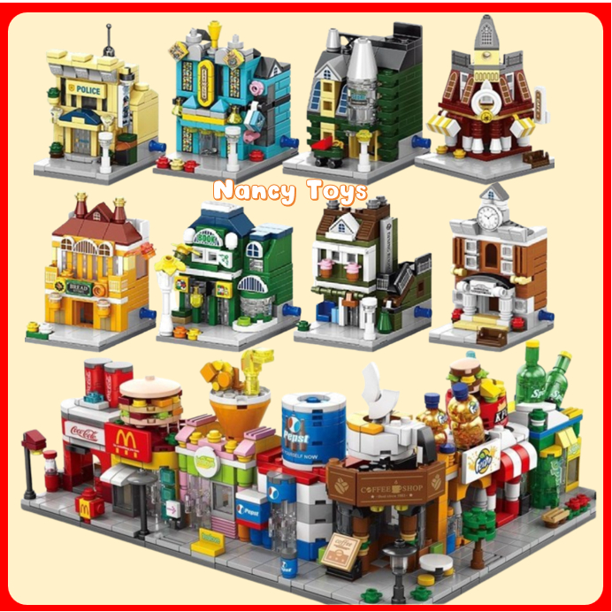 บล็อกตัวต่อ บ้าน 🚀 จัดส่งจากกรุงเทพ 16 สไตล์ Mini City ของเล่น แบบอย่าง ตัวต่อ ตัวต่อบ้าน เรโก้ บล็อกตัวต่อ < Nancy >