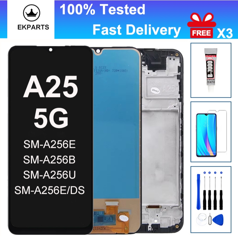 6.5 "ทดสอบ LCD สําหรับ Samsung A25 5G A256 A256E SM-A256B/DS จอแสดงผล Touch Screen Digitizer Assembly กรอบเปลี่ยน