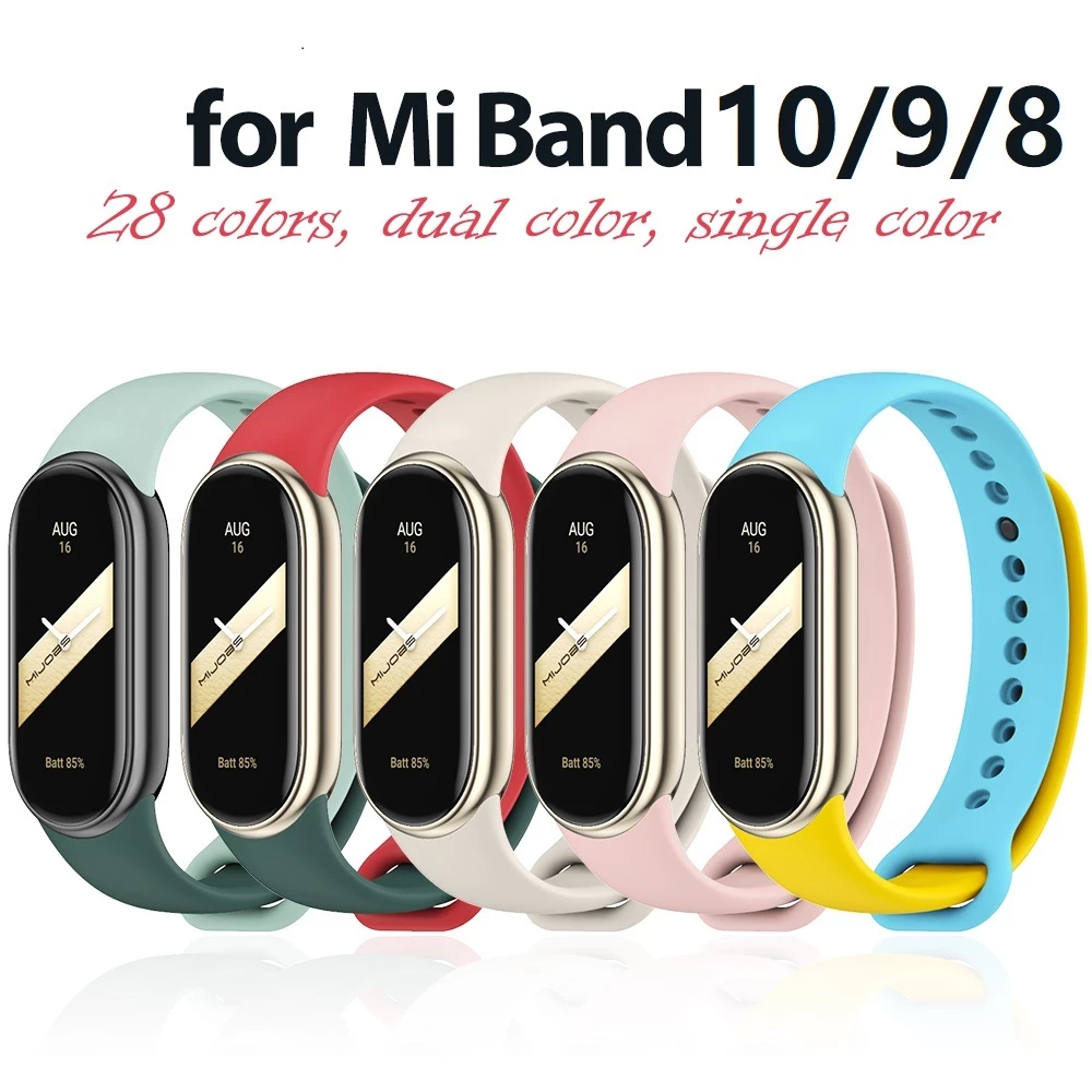 MIJOBS สำหรับ Mi Band 10 9 8 สายรัด TPU ขั้วต่อโลหะ สายนาฬิกาสปอร์ตกันน้ำสำหรับผู้ชายและผู้หญิง