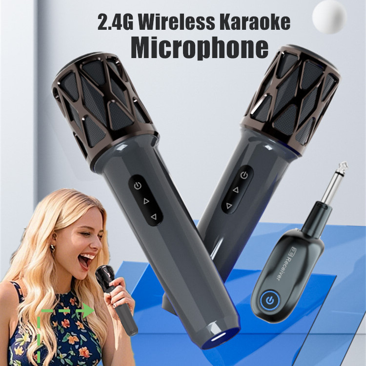 H15G ระบบไมโครโฟนไร้สาย Bluetooth 5.3, การตัดเสียงรบกวน DSP, แบตเตอรี่ 15H, Plug & Play สําหรับคาราโ