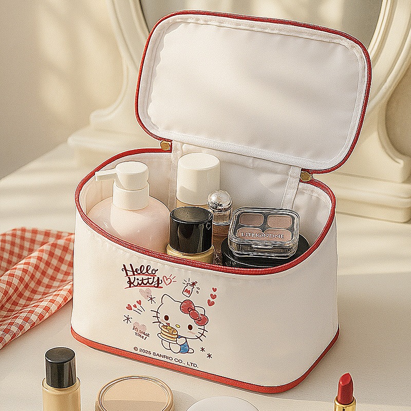 ใหม่ Sanrio Hello Kitty Melody Kuromi การ์ตูนน่ารักความจุสูงกระเป๋าเครื่องสําอางหนัง PU เด็กผู้หญิงแบบพกพากระเป๋าเก็บมือถือ - รูปที่ 2