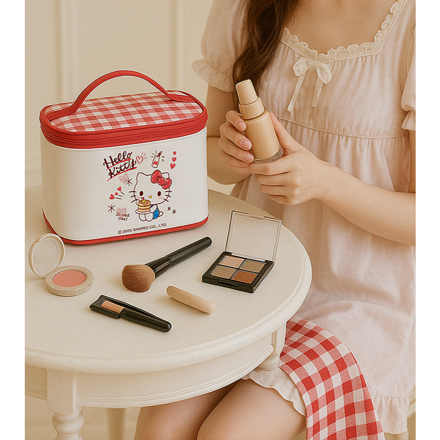 ใหม่ Sanrio Hello Kitty Melody Kuromi การ์ตูนน่ารักความจุสูงกระเป๋าเครื่องสําอางหนัง PU เด็กผู้หญิงแบบพกพากระเป๋าเก็บมือถือ - รูปที่ 4