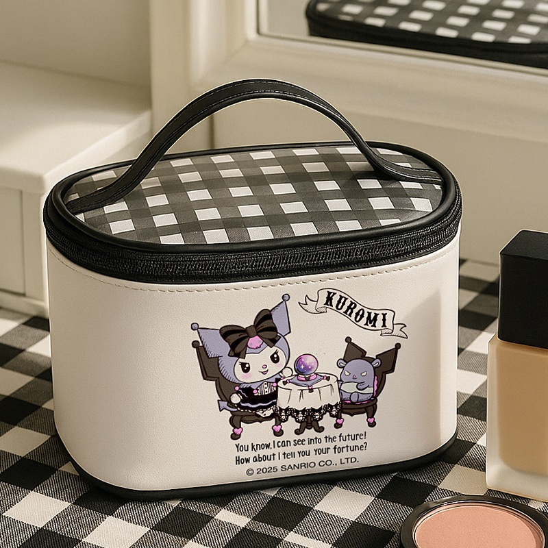 ใหม่ Sanrio Hello Kitty Melody Kuromi การ์ตูนน่ารักความจุสูงกระเป๋าเครื่องสําอางหนัง PU เด็กผู้หญิงแบบพกพากระเป๋าเก็บมือถือ - รูปที่ 3