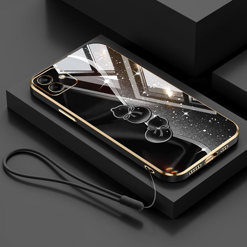 YBD เคสโทรศัพท์สําหรับ Samsung Galaxy A07 A06 4G 5G A03 A04 A05 M05 F05 Electroplated เพชร Gourd รูปแบบสายคล้องแขวนเชือก