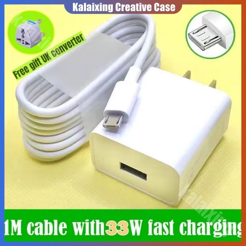 Fast Charger 33W สําหรับ VIVO Y11 Y12 Y12i Y12A Y15 Y15A Y15S Y17 Y71 Y67 Y66 Y81 Y83 Y85 Y91 Y95 Y97 โทรศัพท์มือถือ Micro Data Cable 1m Y20S Y15 Y20S Y15 Y20M Y15 Y20S Y19i Y20