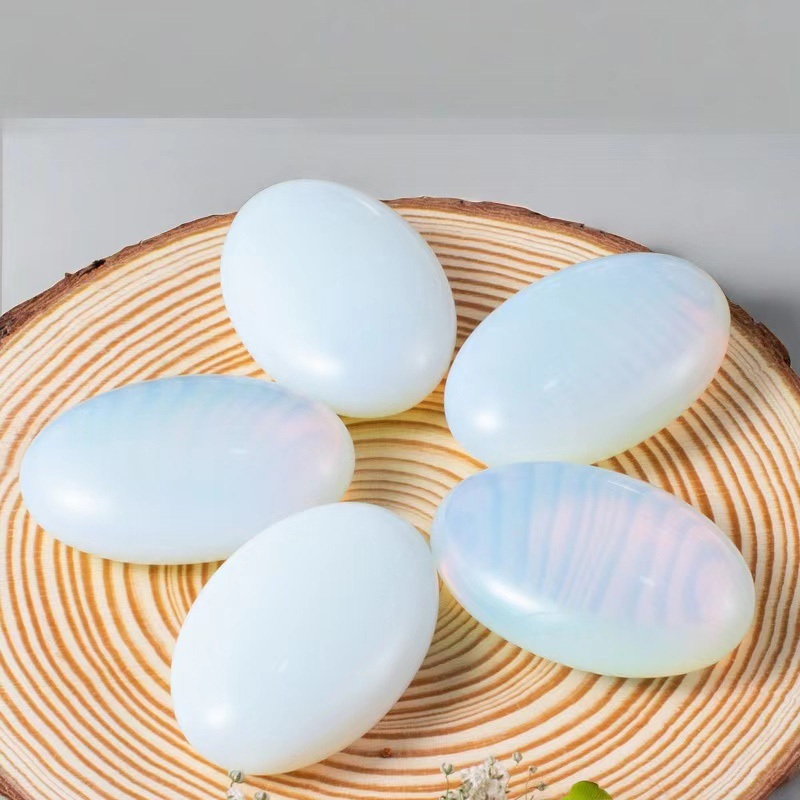 Opalite หินผ่อนคลายสีขาว หินบำบัด หินสวดมนต์ โยคะ ตกแต่งบ้าน ของขวัญมงคล