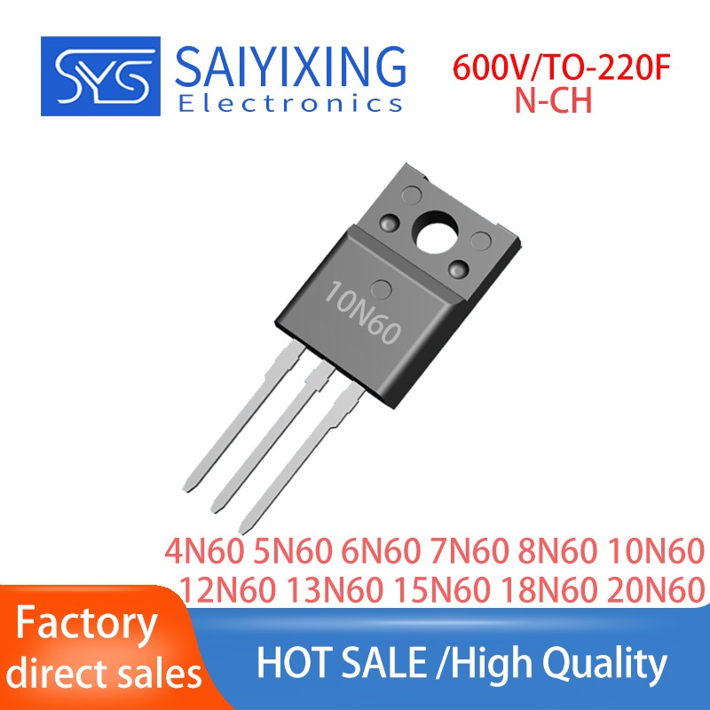 10PCS ยี่ห้อใหม่ TO-220F 4N60 5N60 7N60 8N60 10N60 12N60 13N60 15N60 18N60 20N60 MOSFET 600V คริสตัล