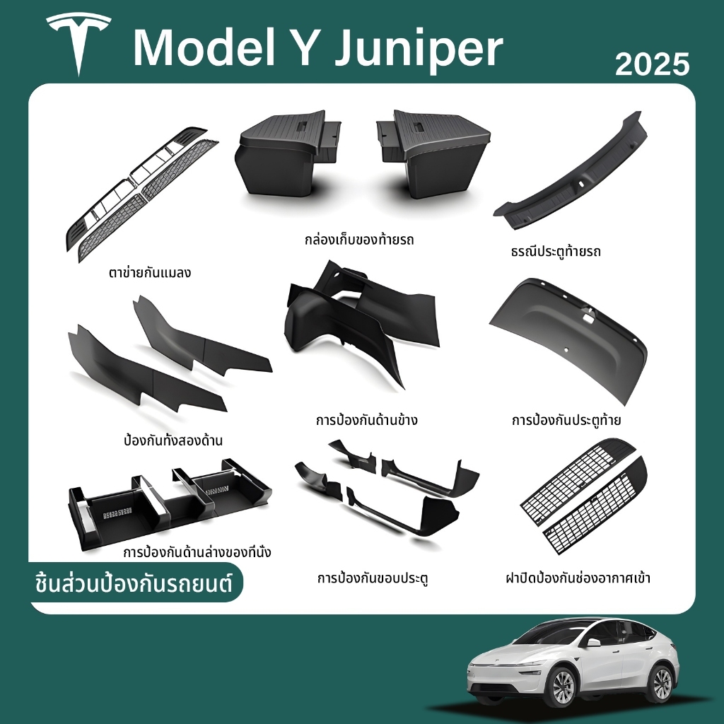 หมาะสำหรับ 2025 Tesla Model Y Juniper แผ่นกันเตะธรณีประตูหน้าและหลัง แถบป้องกันธรณีประตูด้านใน แผ่นกันรอยขีดข่วน อุปกรณ์ตกแต่งภายในรถยนต์ ราคาถูก Shopee Lazada
