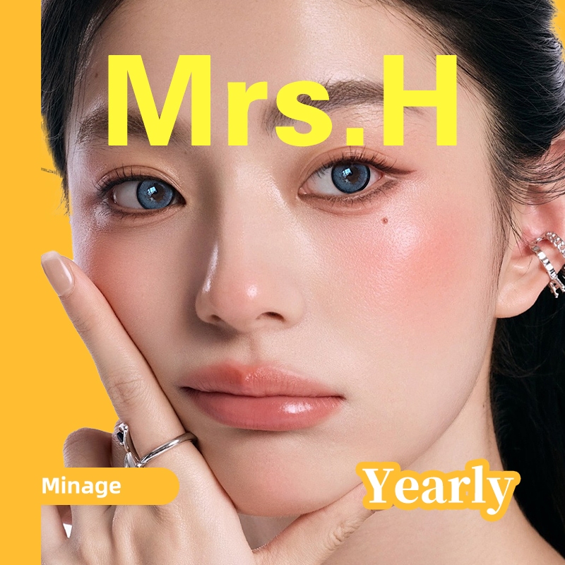 คอนแทคเลนส์ Mrs.H (COD) Graded(0~-8.00) เลนส์ธรรมชาติ เลนส์นิ่มสีเทา ใช้งานรายปี 14.5 มม.
