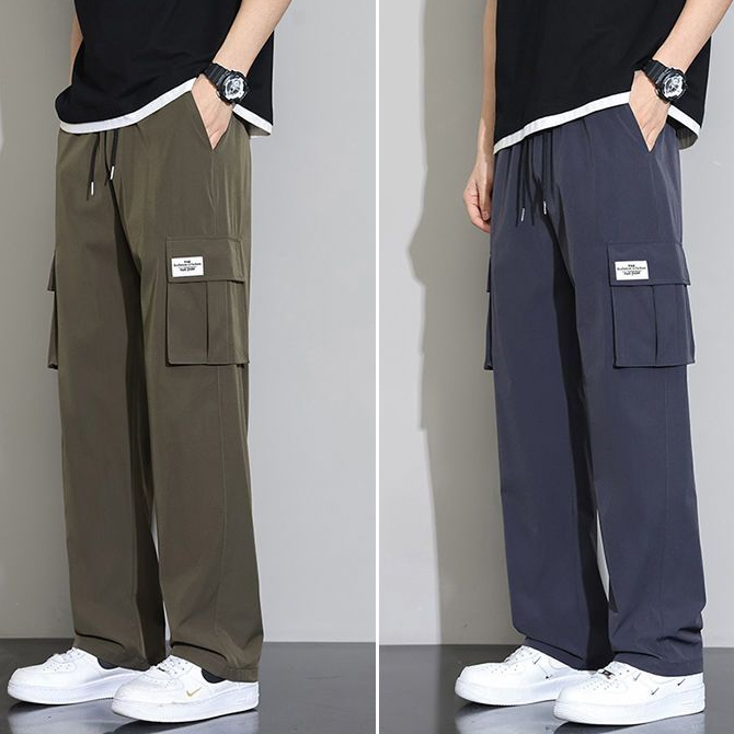 กางเกงคาร์โก้ผู้ชายขายาวทรงหลวม สไตล์อเมริกันย้อนยุค ทำจากผ้าคุณภาพดีสวมใส่สบาย ไซส์ M-4XL