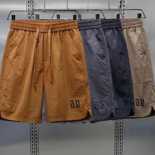 กางเกงขาสั้นผู้ชายกีฬาเอวยางยืดไซส์ใหญ่ M-5XL ฤดูร้อนบางระบายอากาศดี ทรงหลวมสบาย อเนกประสงค์สีพื้น
