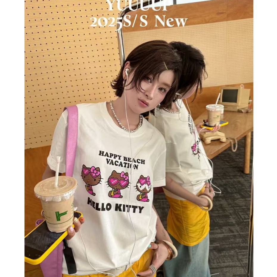 เสื้อยืดแขนสั้น 3XL ผ้าฝ้าย 100% ไซส์ใหญ่ ใส่สบายสำหรับผู้หญิง