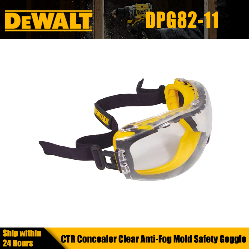 DEWALT DPG82-11 CTR คอนซีลเลอร์ Clear Anti-Fog Dual Mold Safety Goggle คอนซีลเลอร์ Injected Soft Com