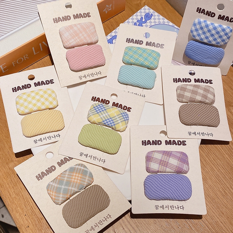 กิ๊บติดผมผ้าเกาหลี ลายสก๊อตสำหรับเด็กและแฟชั่นหน้าม้าสตรี